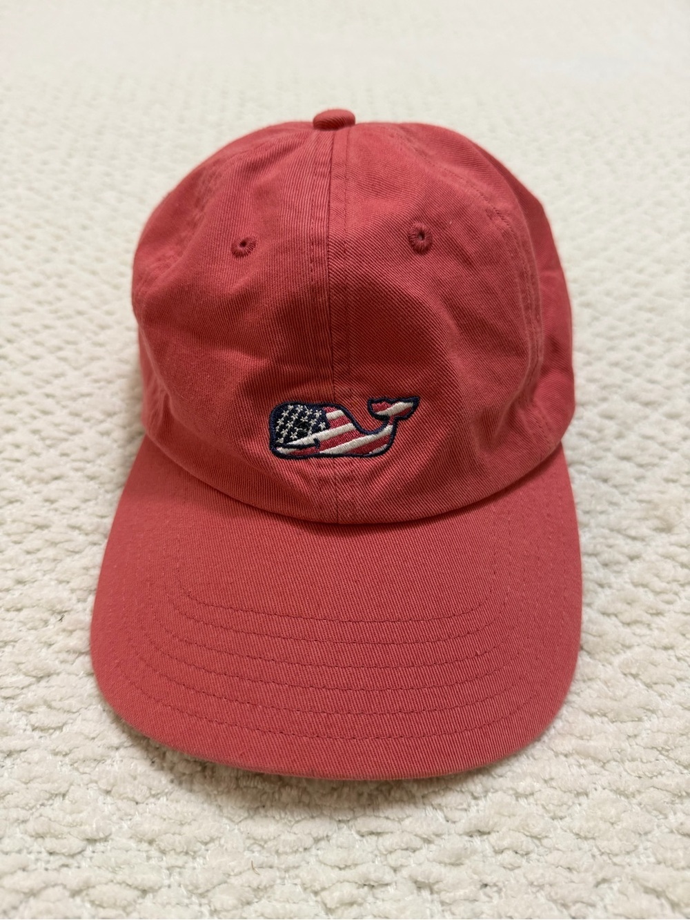 Vineyard Vines Faded Pink American Flag Whale Hat Adjustable Strap